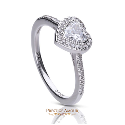 Diamonfire Pave Set Zirconia Heart Ring by Prestige Amour, product photo on a plain background.