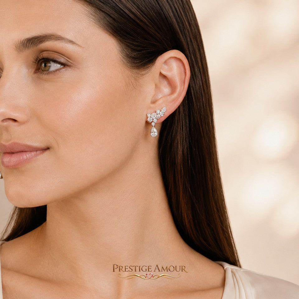 Diamonfire Statement Multi-Cut Zirconia Crawler Earrings