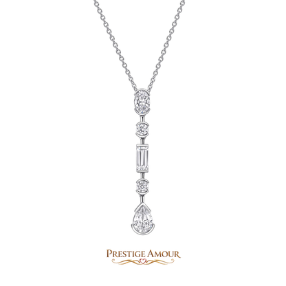 Elongated Half Bezel Pendant – Sterling Silver, Triple Plated
