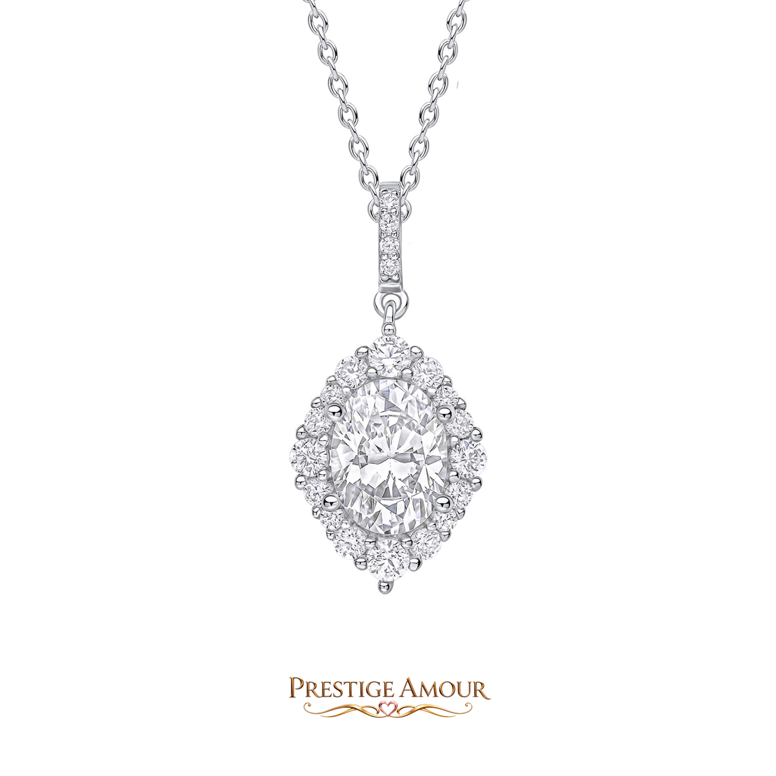 Oval Cluster Pendant – Sterling Silver