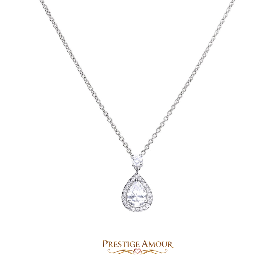 Teardrop Zirconia Drop Pendant – Sterling Silver