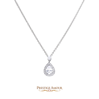 Teardrop Zirconia Drop Pendant – Sterling Silver