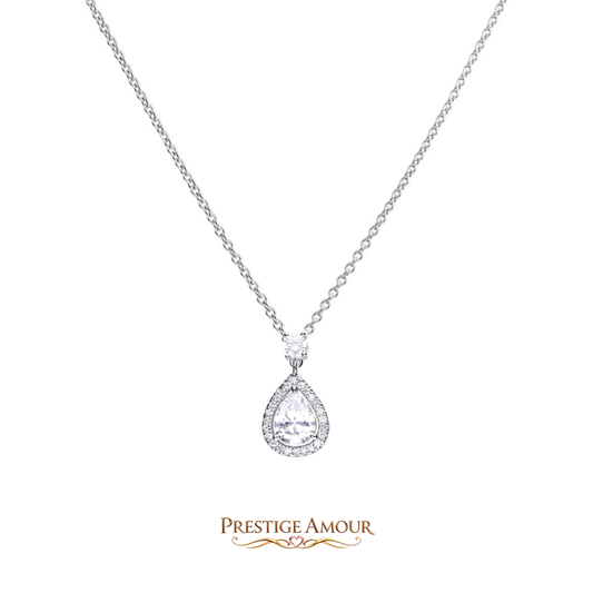 Teardrop Zirconia Drop Pendant – Sterling Silver