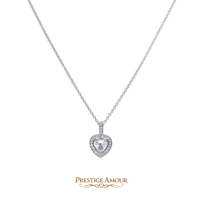 Pavé Set Zirconia Heart Pendant – Sterling Silver, Triple Plated