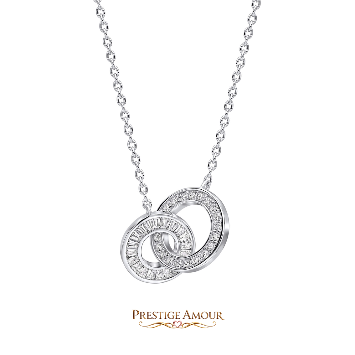 Linked Circles Necklace – Sterling Silver, Triple Plated