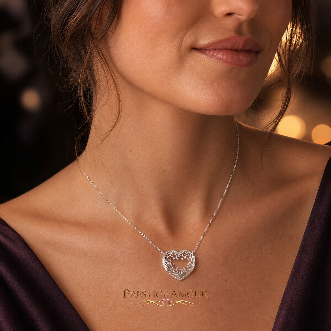 Laura Ashley Firbeck Toile Heart Necklace – detail view 2