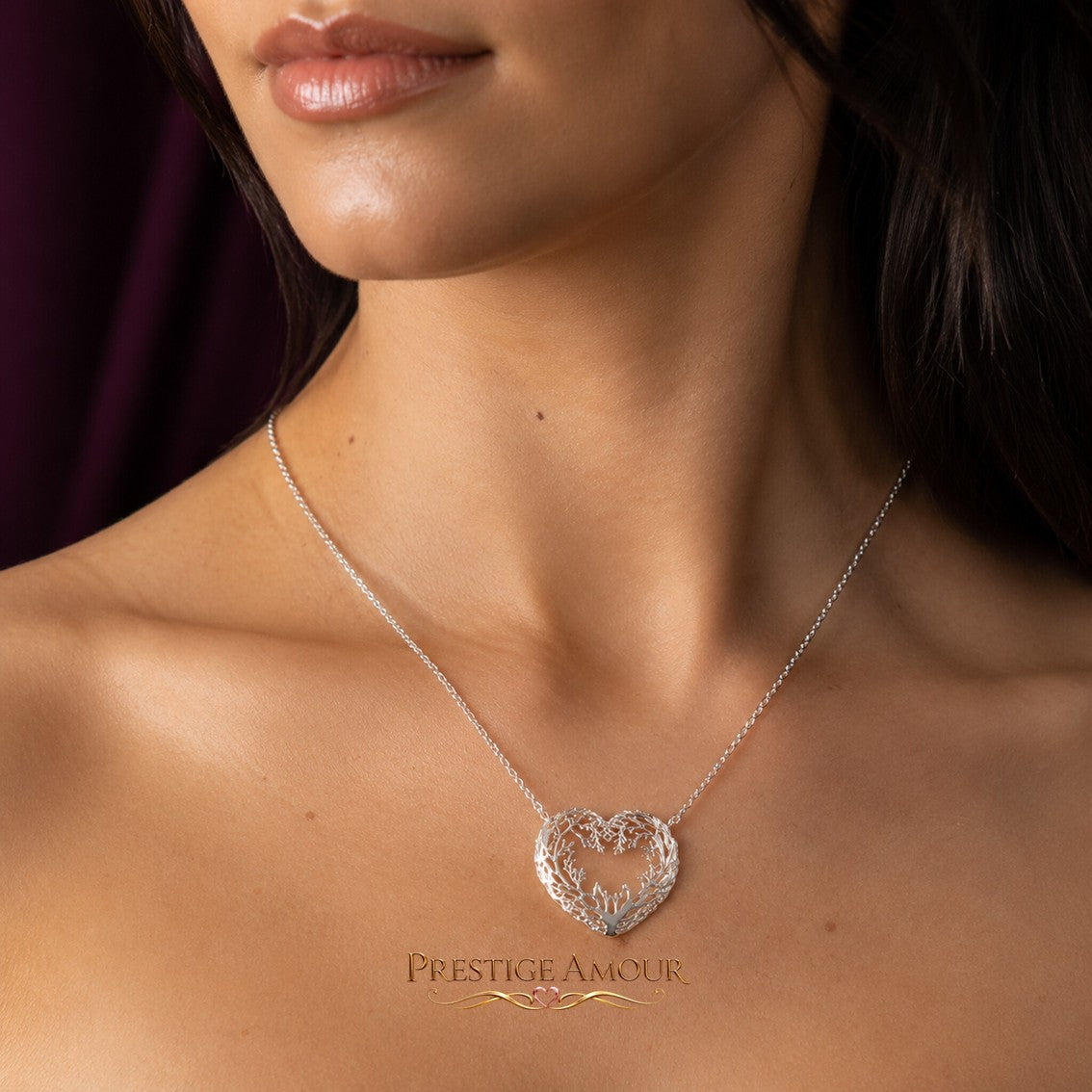 Laura Ashley Firbeck Toile Heart Necklace – detail view 4