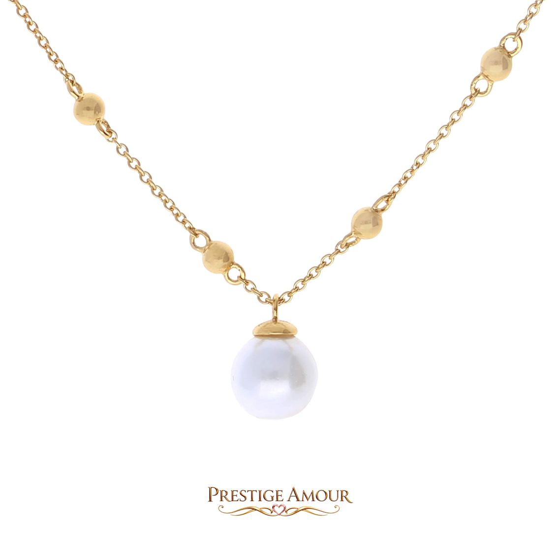Station Necklace with Shell Pearl – Sterling Silver, 40–45cm
