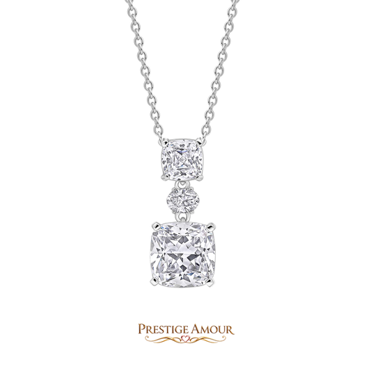 Radiant & Oval Cut Drop Pendant – Sterling Silver
