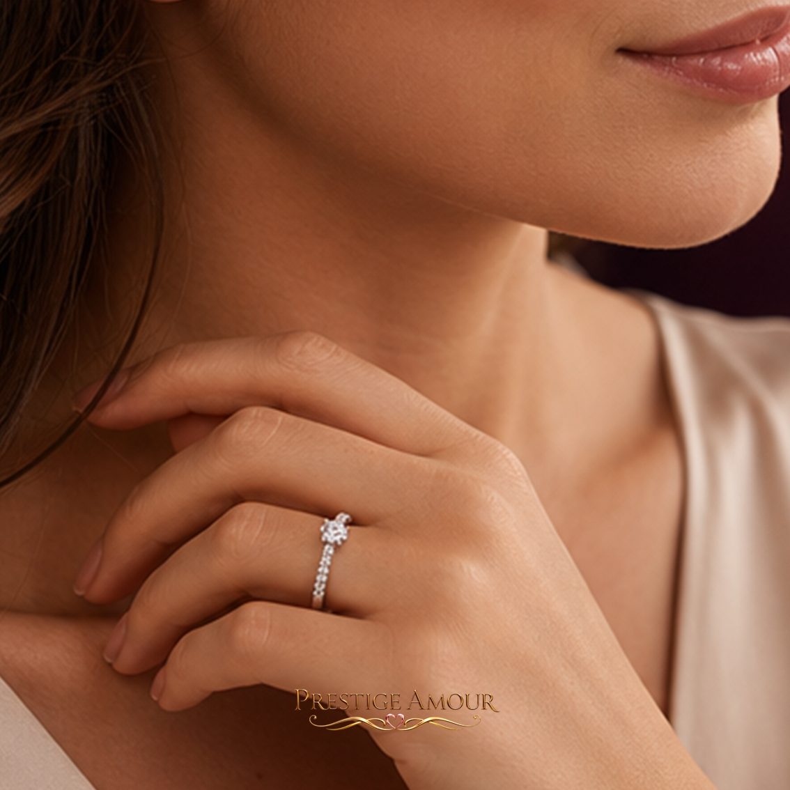 Six Claw Solitaire Ring with Pavé Shoulders