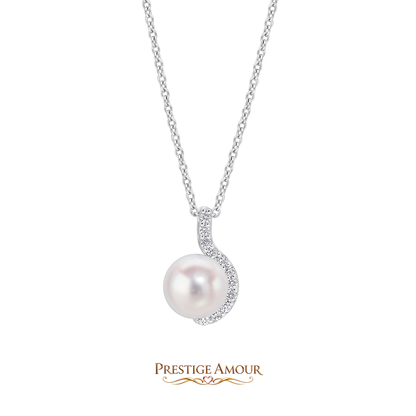 Half Halo Pearl Pendant – Sterling Silver