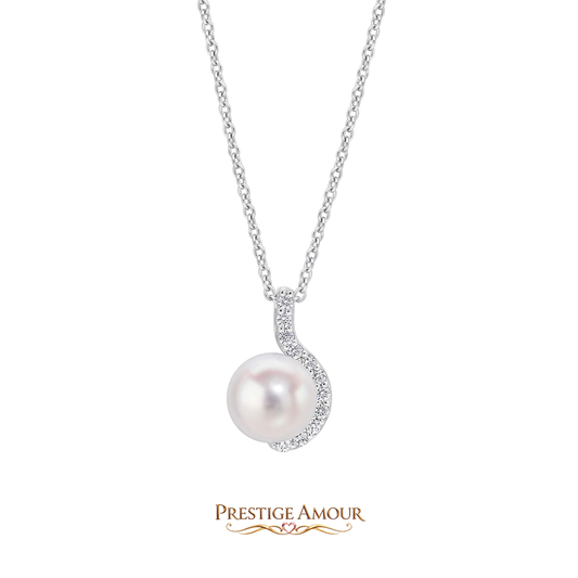 Half Halo Pearl Pendant – Sterling Silver