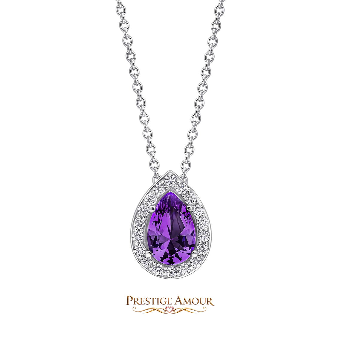 Zirconia Halo Teardrop Pendant – Sterling Silver