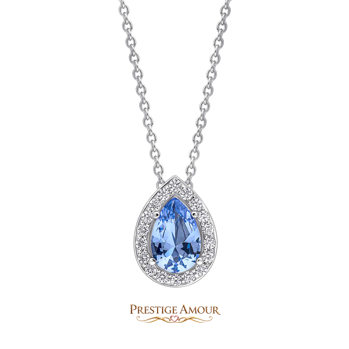 Zirconia Halo Teardrop Pendant – Sterling Silver