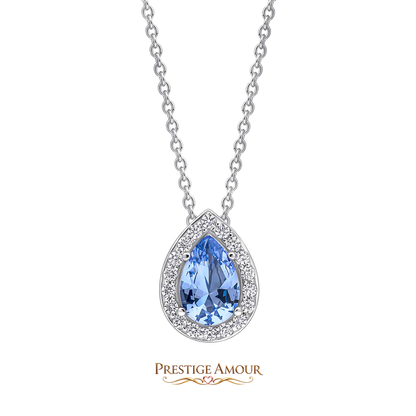 Zirconia Halo Teardrop Pendant – Sterling Silver
