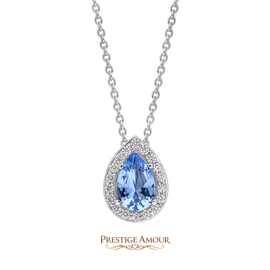 Zirconia Halo Teardrop Pendant – Sterling Silver