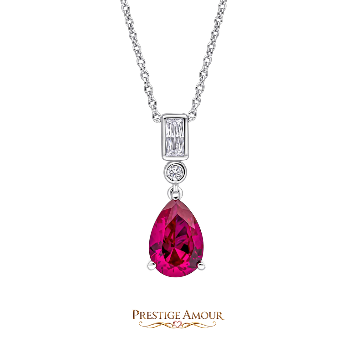 Bezel & Teardrop Pendant – Sterling Silver