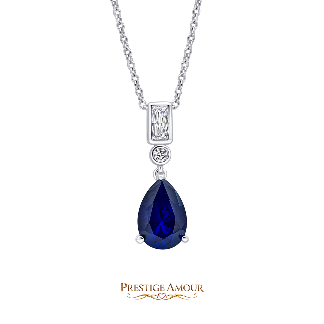 Bezel & Teardrop Pendant – Sterling Silver