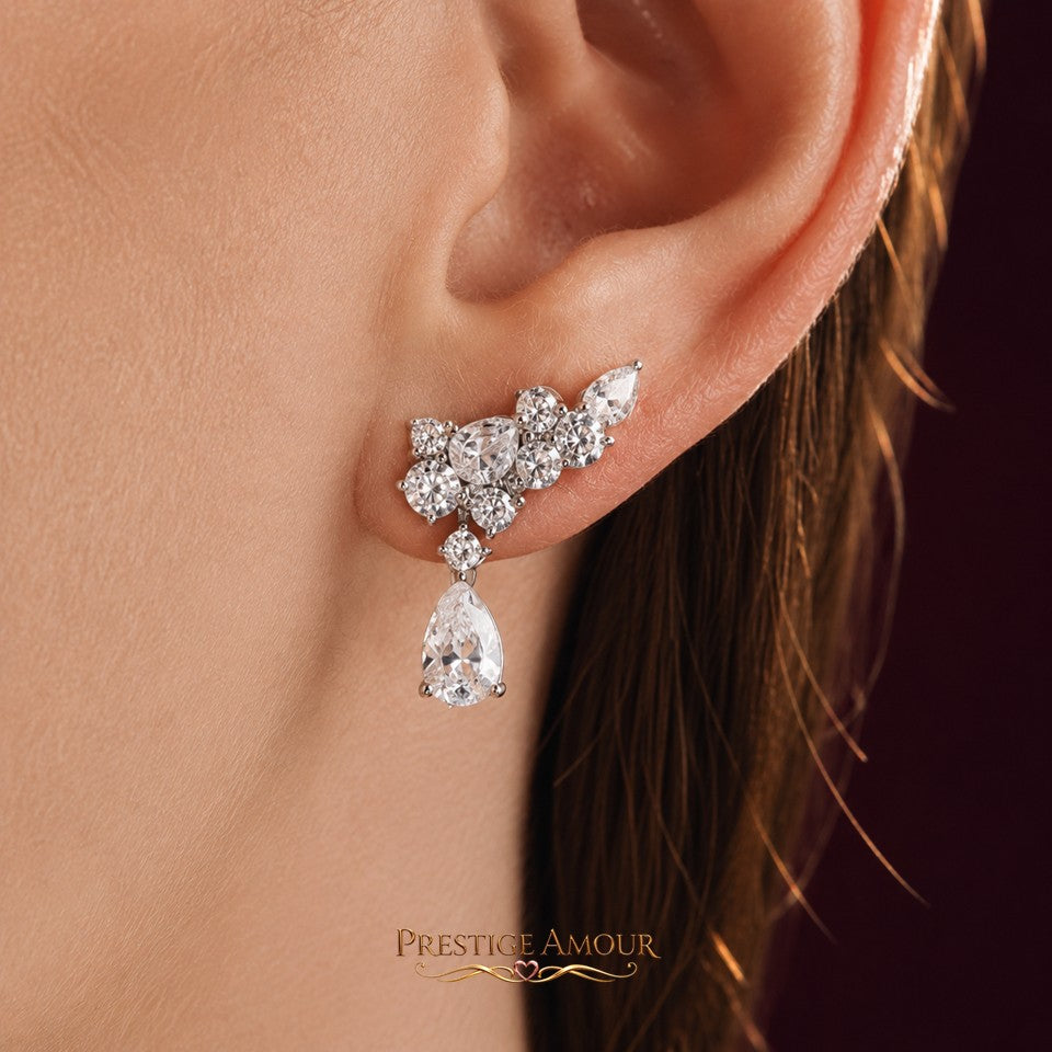 Diamonfire Statement Multi-Cut Zirconia Crawler Earrings