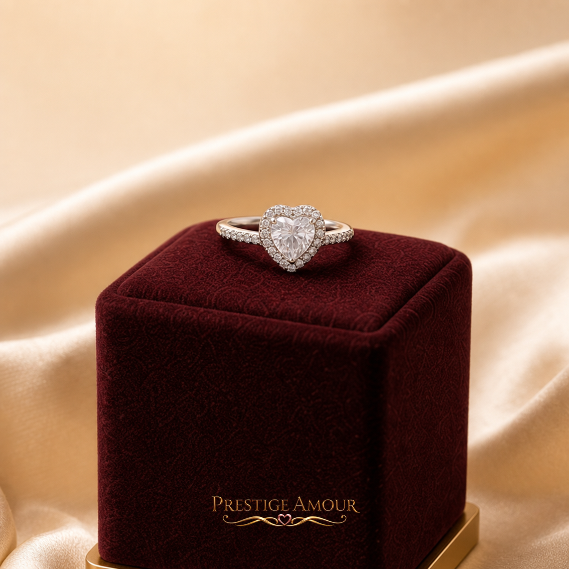 Pavé Set Zirconia Heart Ring – Sterling Silver, Triple Plated