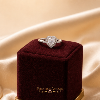 Pavé Set Zirconia Heart Ring – Sterling Silver, Triple Plated