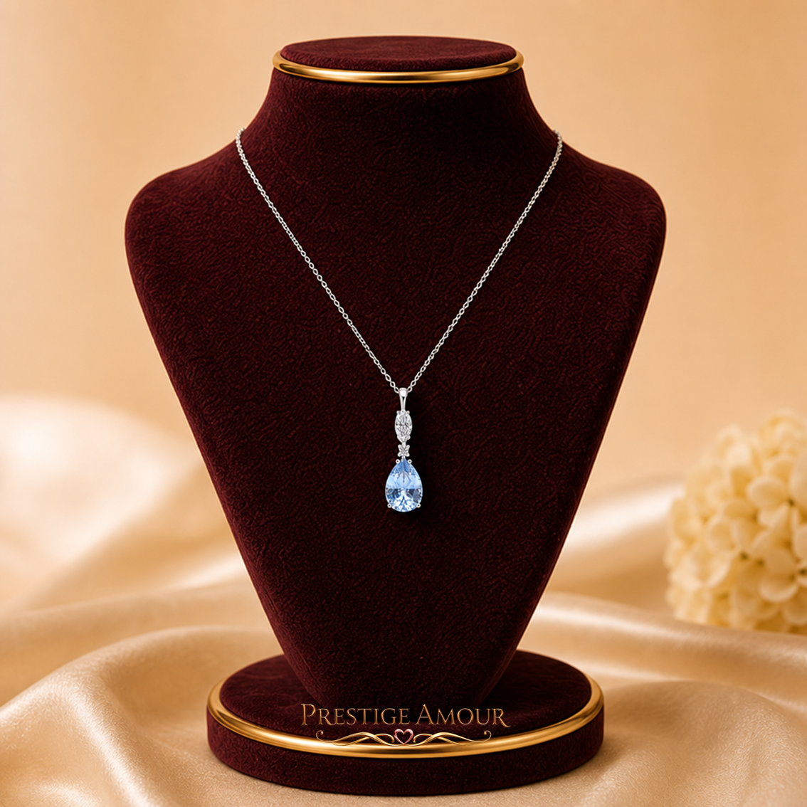 Teardrop and Marquise Drop Pendant – Sterling Silver, Triple Plated