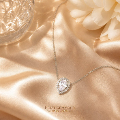 Diamonfire Teardrop Halo Necklace