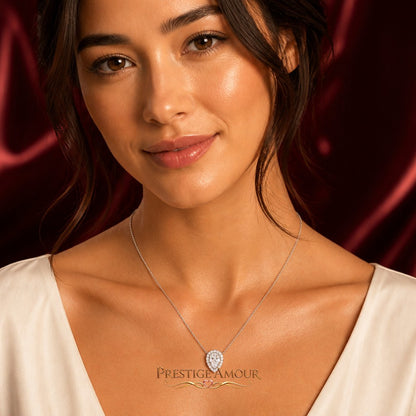 Diamonfire Teardrop Halo Necklace