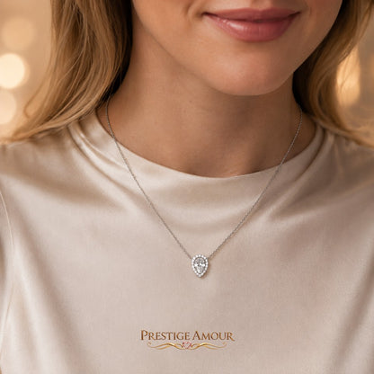 Diamonfire Teardrop Halo Necklace