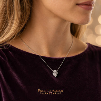 Diamonfire Teardrop Halo Necklace