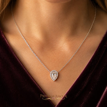 Diamonfire Teardrop Halo Necklace