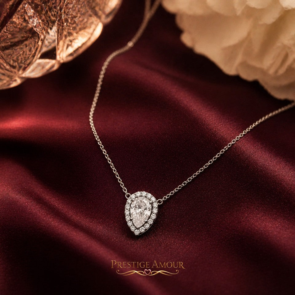 Diamonfire Teardrop Halo Necklace