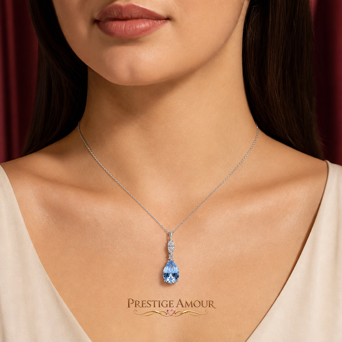 Teardrop and Marquise Drop Pendant – Sterling Silver, Triple Plated