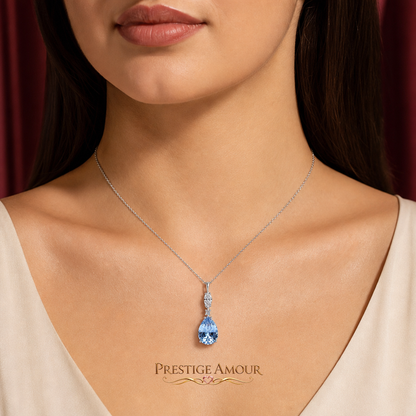 Teardrop and Marquise Drop Pendant – Sterling Silver, Triple Plated