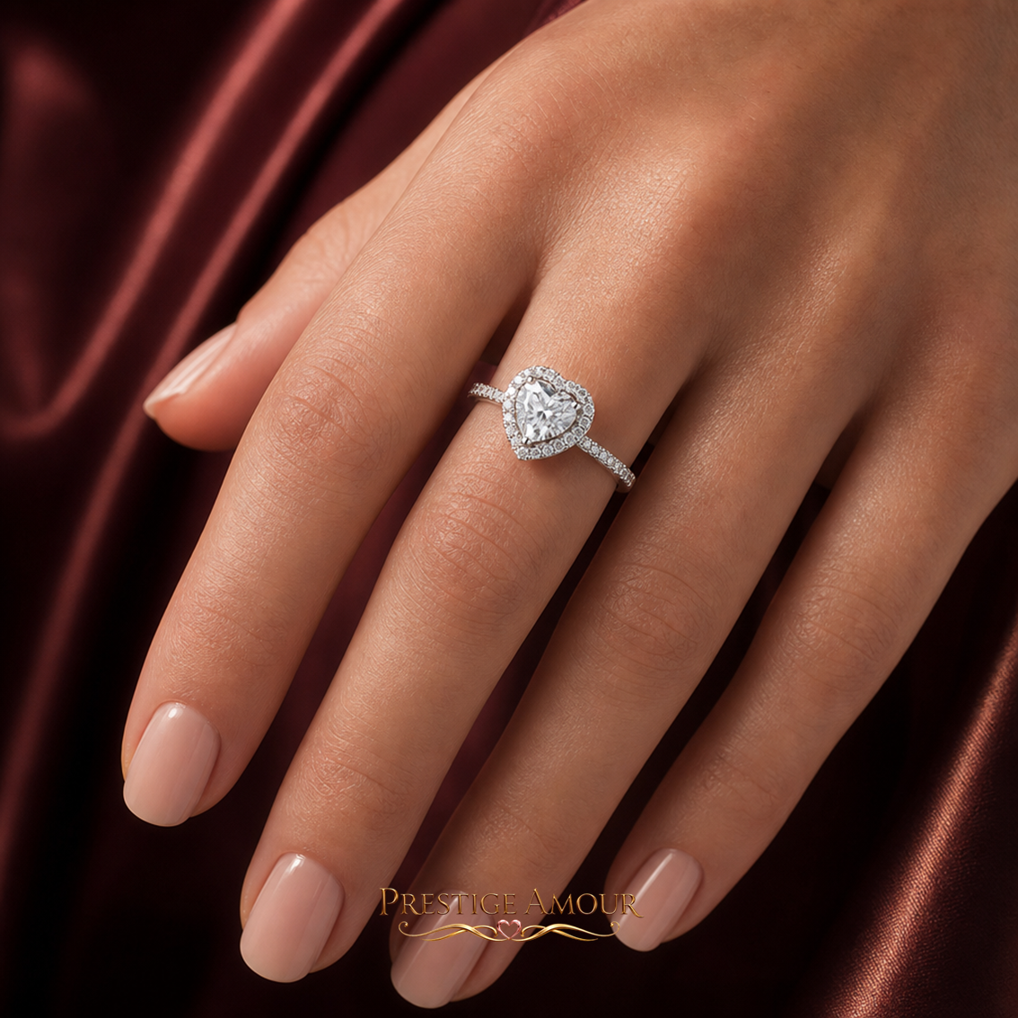 Pavé Set Zirconia Heart Ring – Sterling Silver, Triple Plated