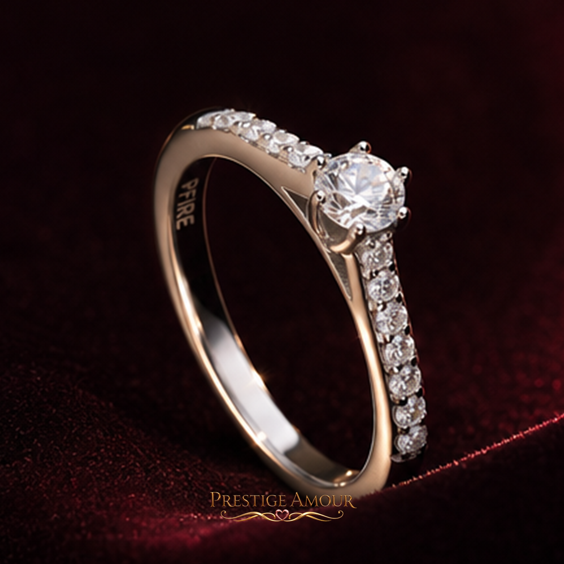 Six Claw Solitaire Ring with Pavé Shoulders