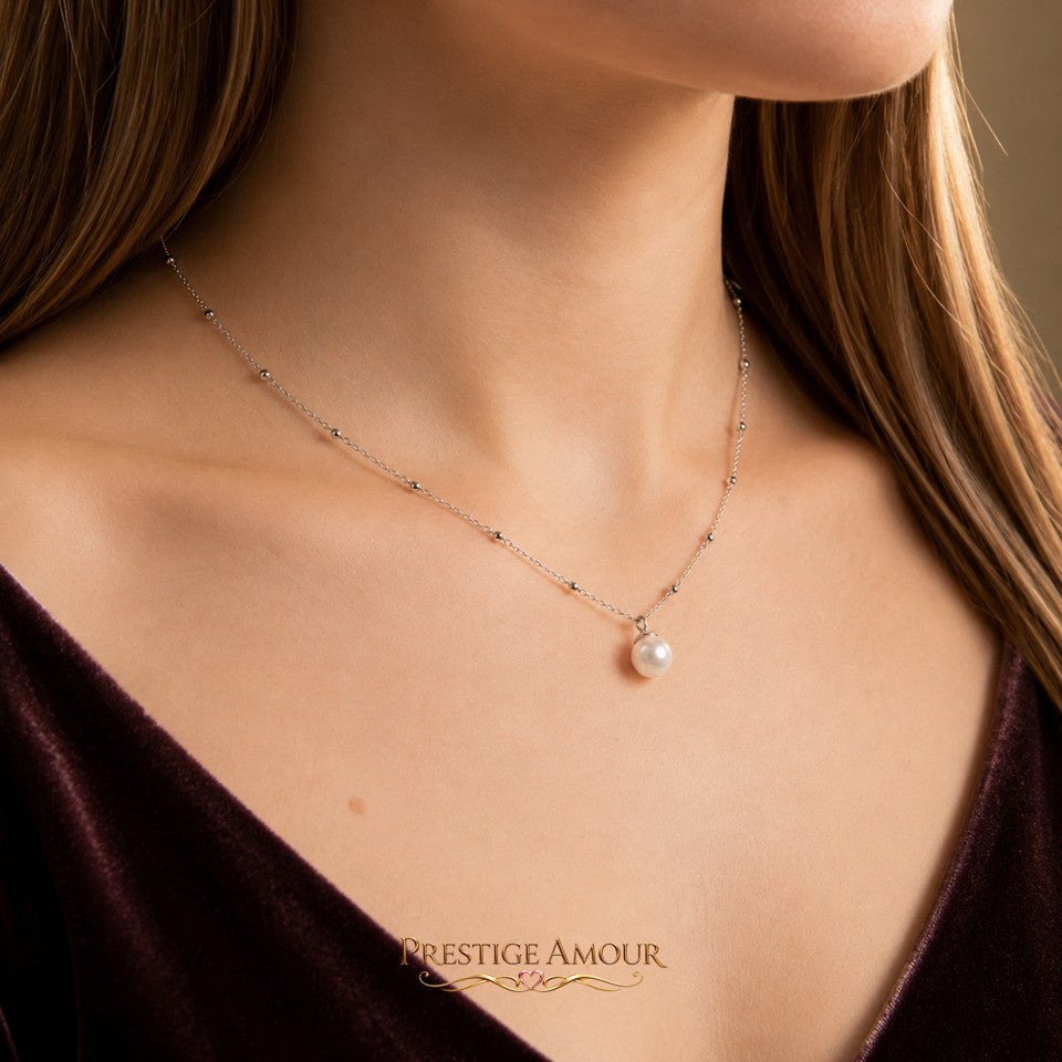 Diamonfire Station Necklace with Shell Pearl