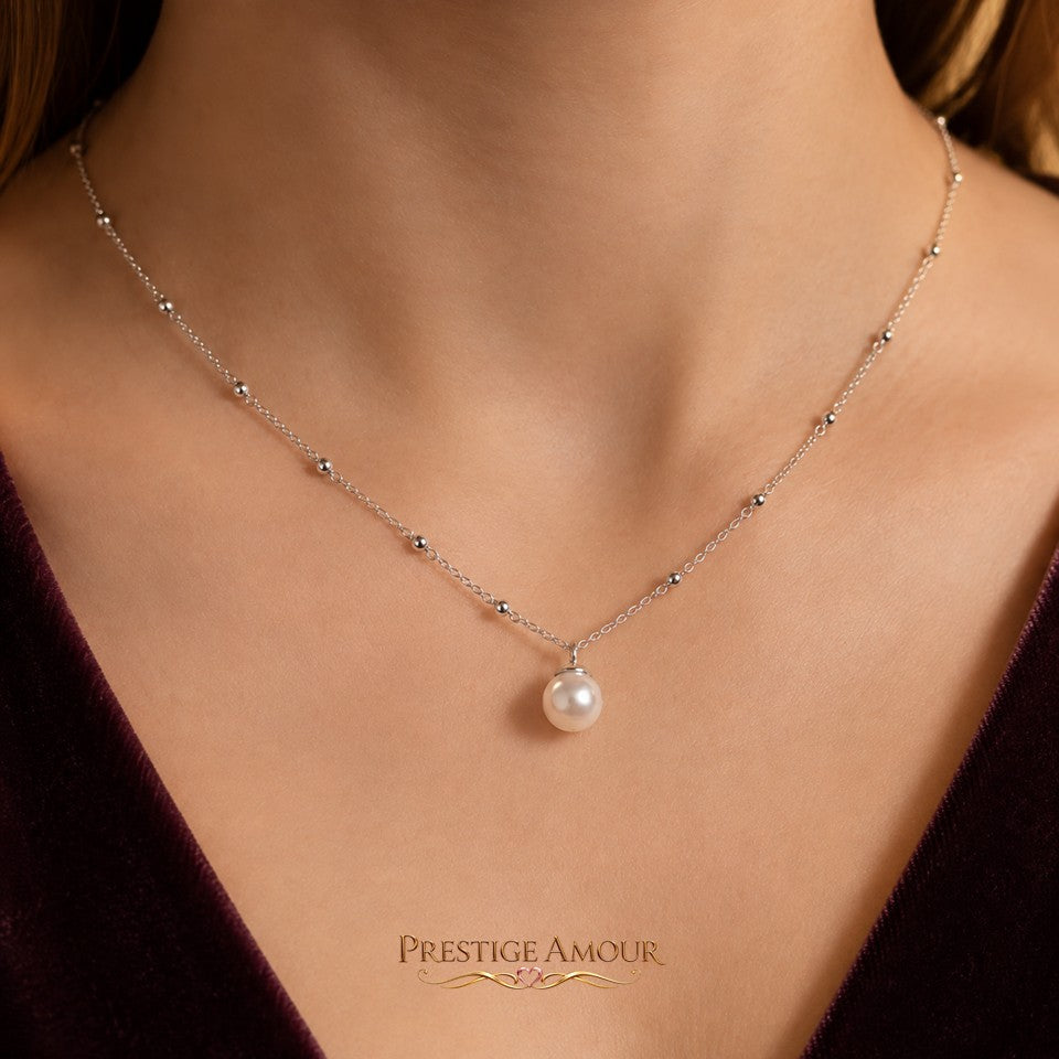 Diamonfire Station Necklace with Shell Pearl