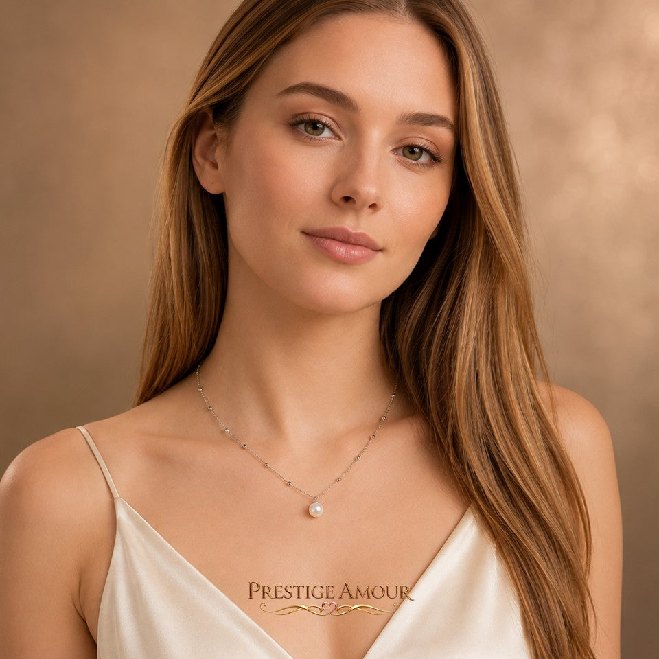 Diamonfire Station Necklace with Shell Pearl