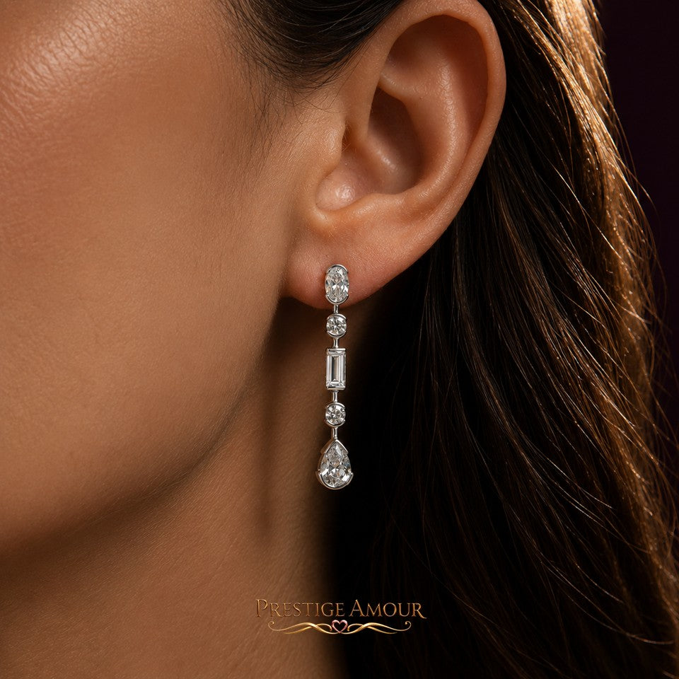 Diamonfire Elongated Half Bezel Drop Earrings