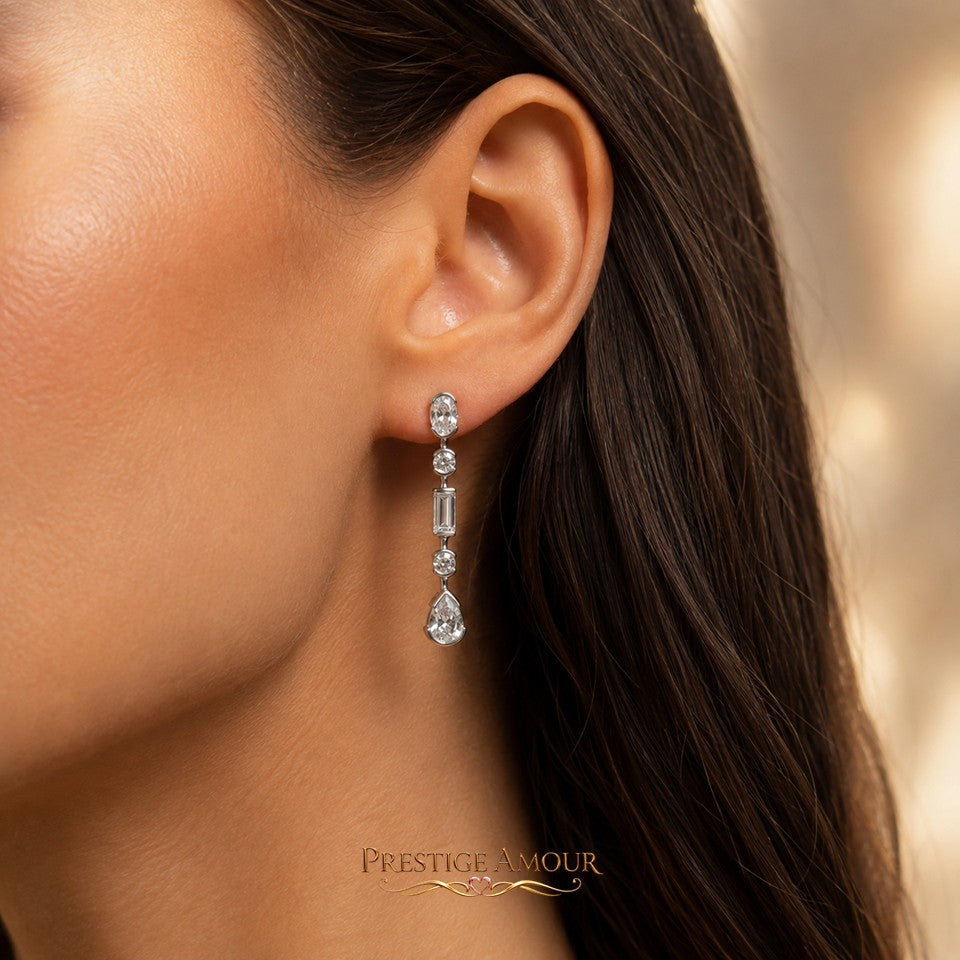 Diamonfire Elongated Half Bezel Drop Earrings