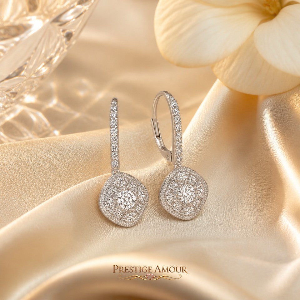 Diamonfire Pave Stippled French Hook Earrings