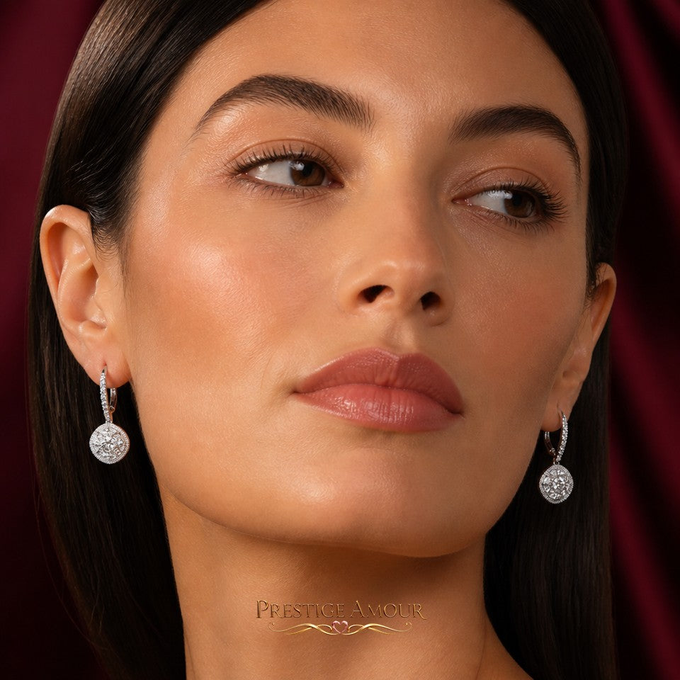 Diamonfire Pave Stippled French Hook Earrings