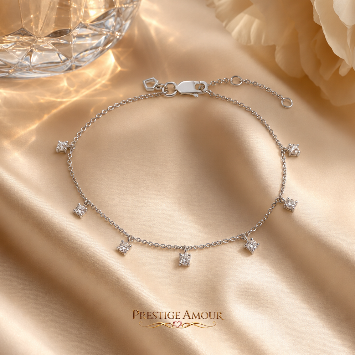 Four Claw Set Zirconia Station Bracelet