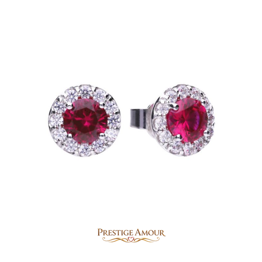 Round Colour Pavé Stud Earrings – Sterling Silver