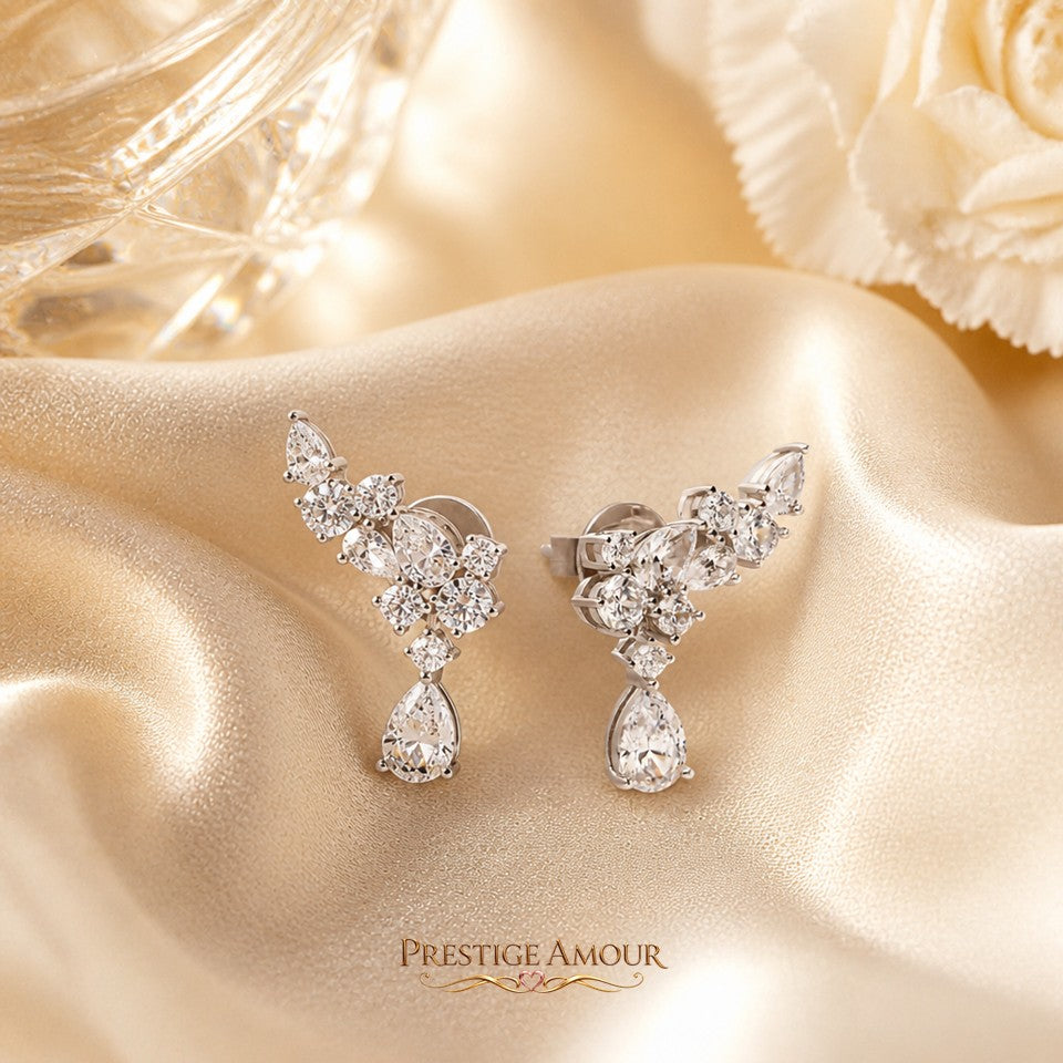 Diamonfire Statement Multi-Cut Zirconia Crawler Earrings