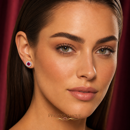 Round Colour Pavé Stud Earrings – Sterling Silver
