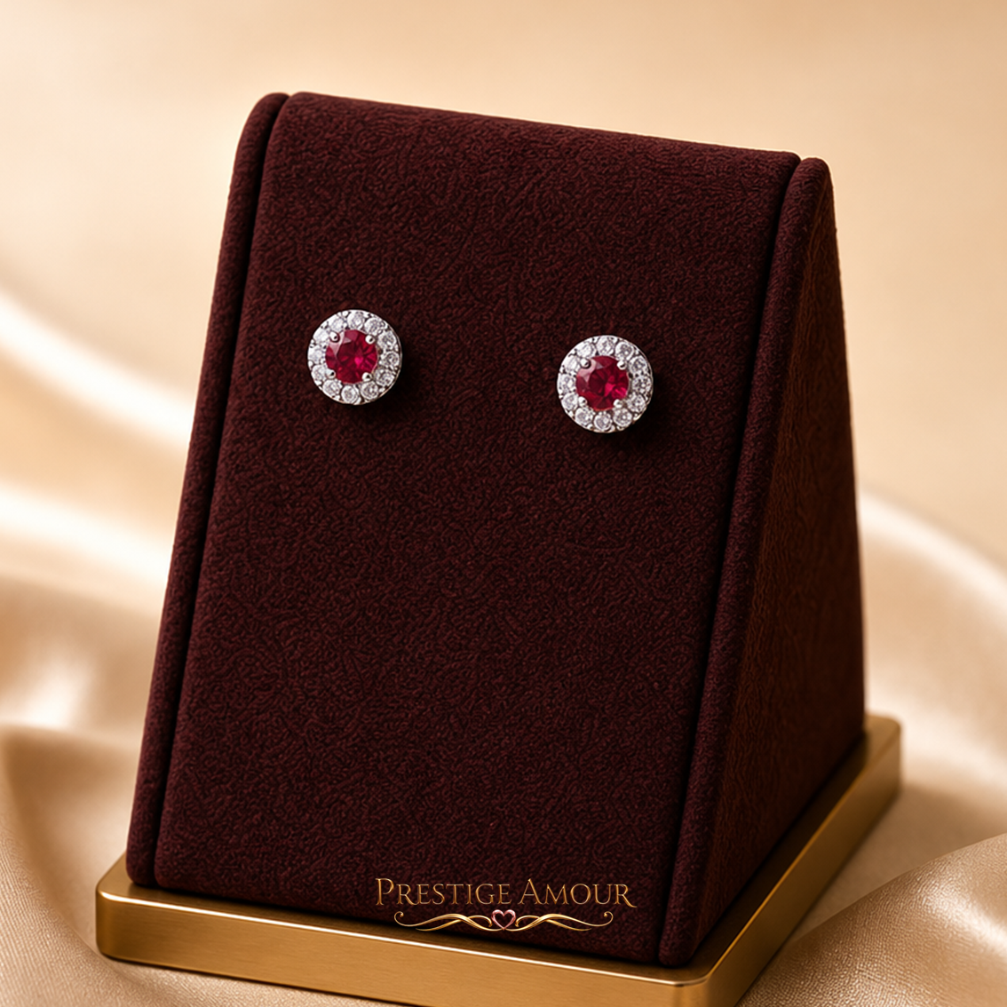 Round Colour Pavé Stud Earrings – Sterling Silver