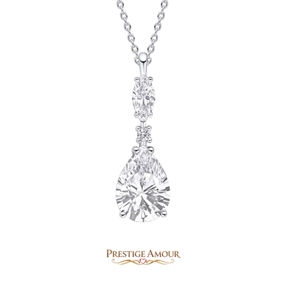 Teardrop and Marquise Drop Pendant – Sterling Silver, Triple Plated