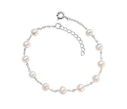 Beginnings White Fresh Water Pearl Bracelet in sterling silver.